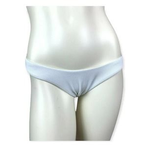 NEW Fashion Nova Swim Bikini Bottom Size Small Women's Ribbed White By the Ocean